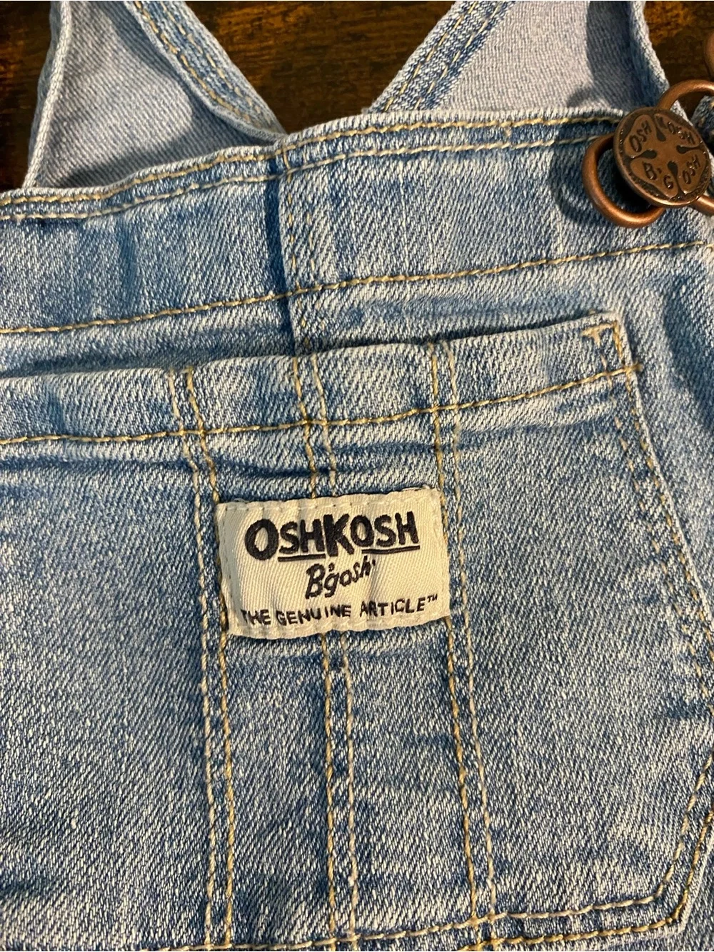 OshKosh B'gosh Light Blue Denim Floral Overall Dress - Pink & Yellow